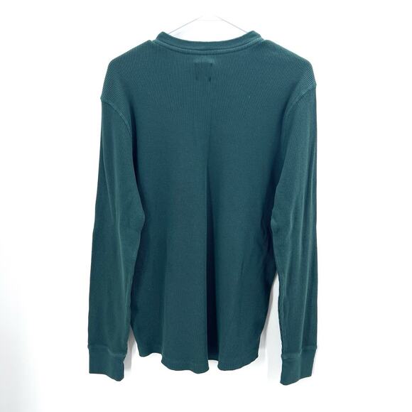 Gap Green Waffle Knit Long Sleeve Henley Thermal Shirt Mens Size Large - Picture 3 of 4